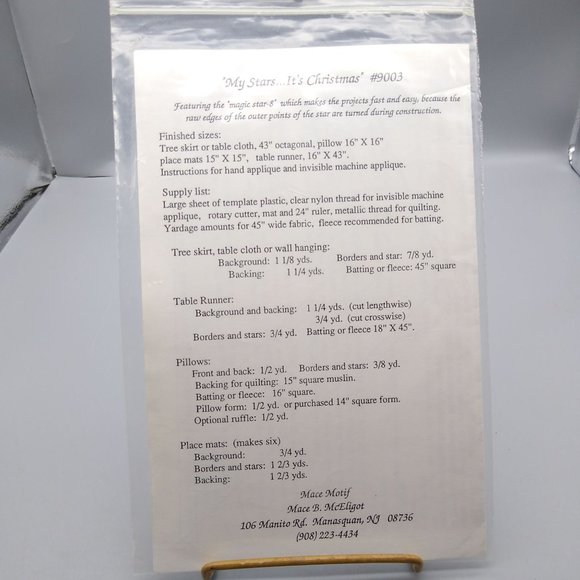 UNCUT Vintage Quilt Sewing Patterns, My Stars Its Christmas 9003 Fabric Applique - Picture 2 of 2